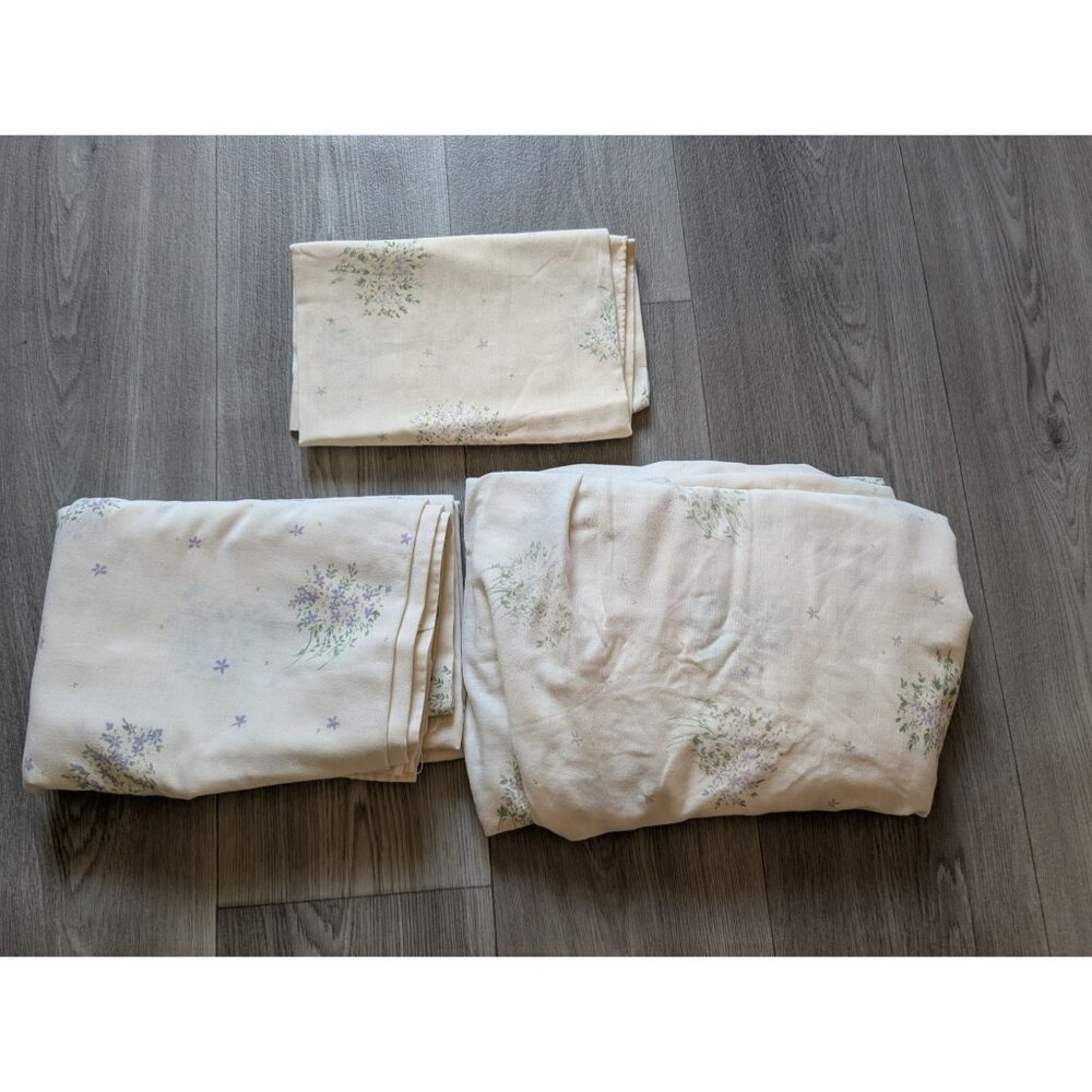 Vintage Sears Roebuck Floral Cotton-Polyester Blend Standard Pillowcases & Flat